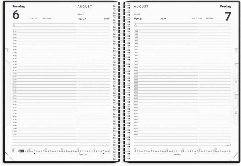 Mayland 2026 timekalender 16,8x23,5cm sort 26218000