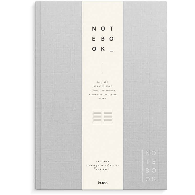Mayland notebook Textile A4 linieret lys grå