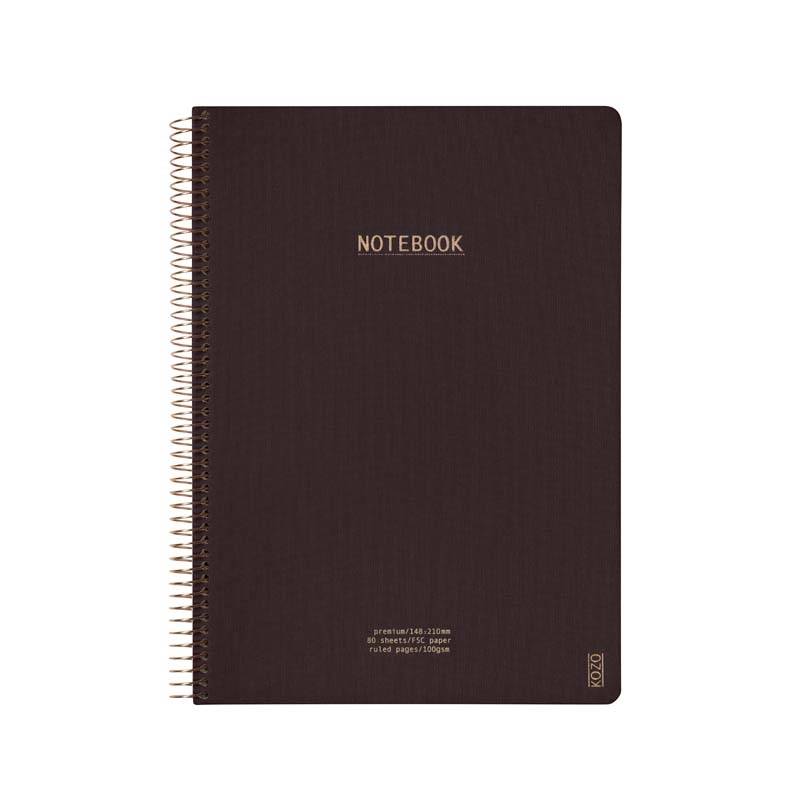 KOZO notesbog A4 Premium linieret 80 sider 100g brun