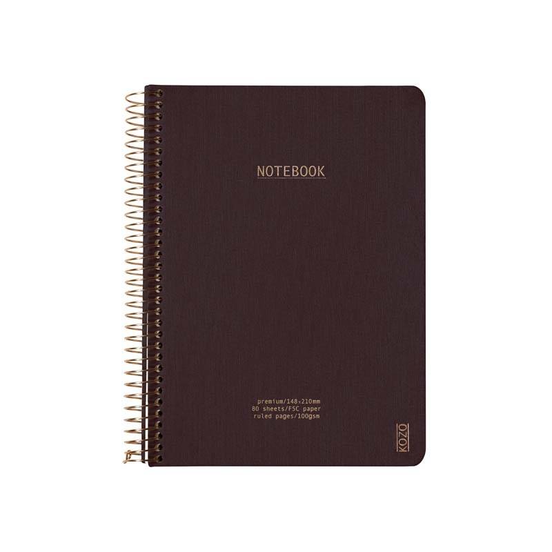 KOZO notesbog A5 Premium Steel linieret brun