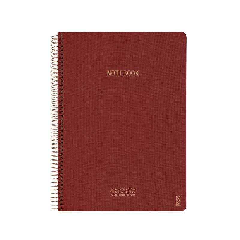 KOZO notesbog A4 Premium linieret 80 sider 100g rød
