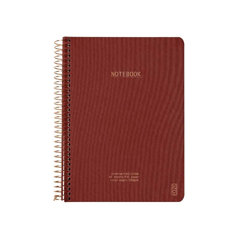 KOZO notesbog A5 Premium Steel linieret rød