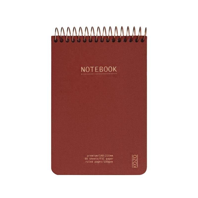 KOZO notesbog A6 Premium linieret 80 sider 100g rød