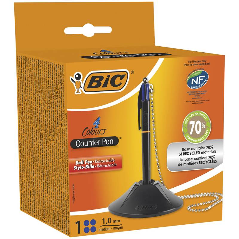 BIC Counter desk kuglepen med stregbredde 1mm 4-farvet