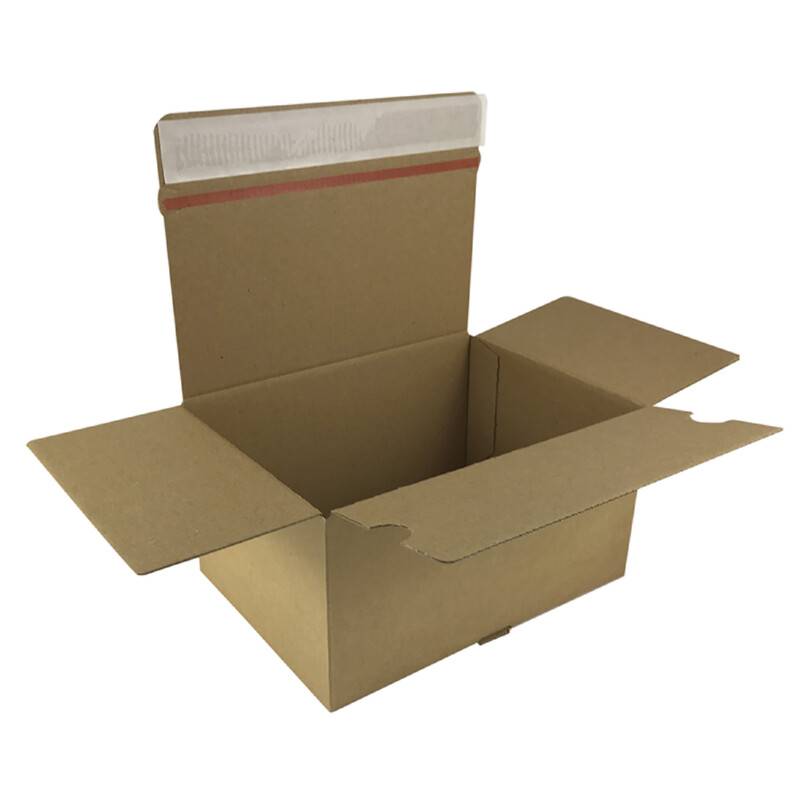 Webshopkasse med tearstrip og tape 160x130x70mm brun
