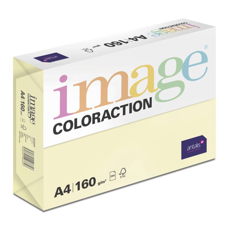 Image Coloraction kul&oslash;rt kopipapir A4 160g Desert Pale yellow