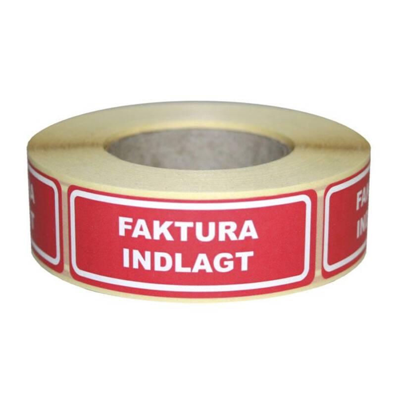 Etiketter med tryk "Faktura indlagt" 24 x 64,6mm