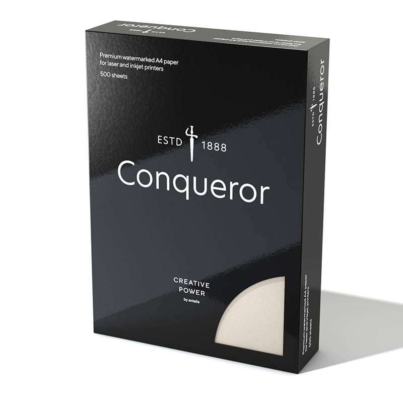 Conqueror Laid A4 vandm&aelig;rke brevpapir 100g brilliant white, 500 ark