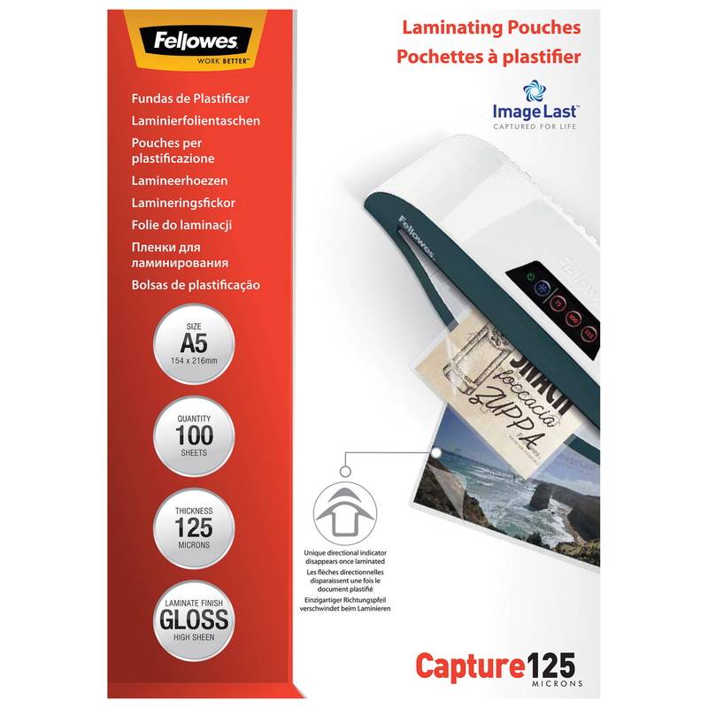 Fellowes lamineringslommer A5 125 mic blank