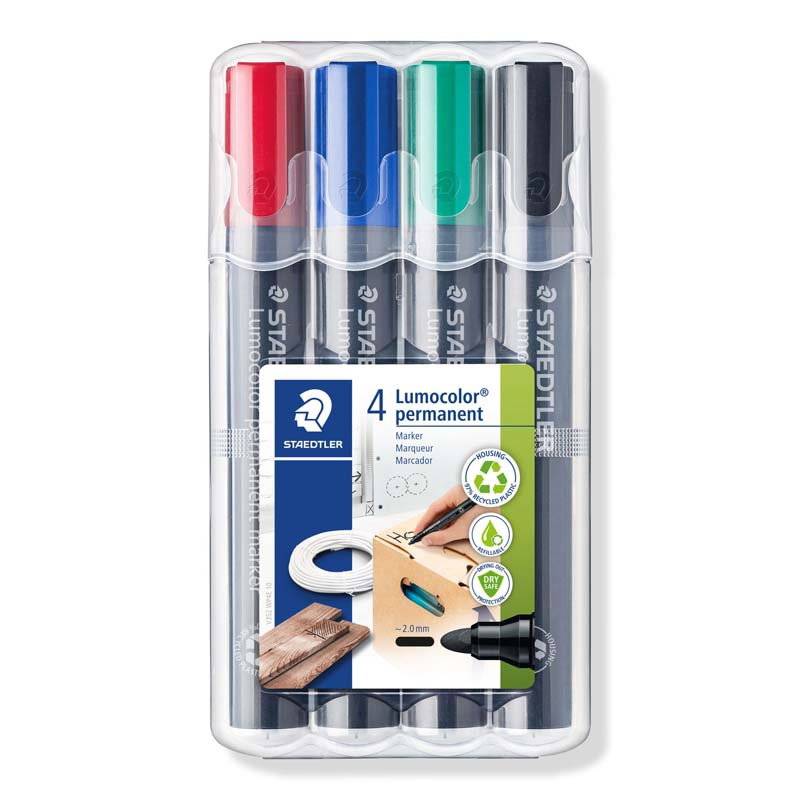 Lumocolor marker 352 WP4 med 2mm rund spids, s&aelig;t a 4 farver