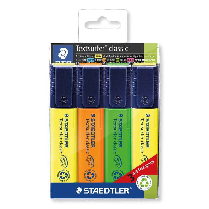 Staedtler tekstmarker Textsurfer Classic 364, s&aelig;t a 4 farver