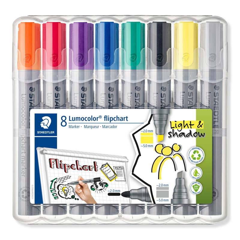 Lumocolor Flipchart-SB marker 356 SWP8, pakke med 8 farver