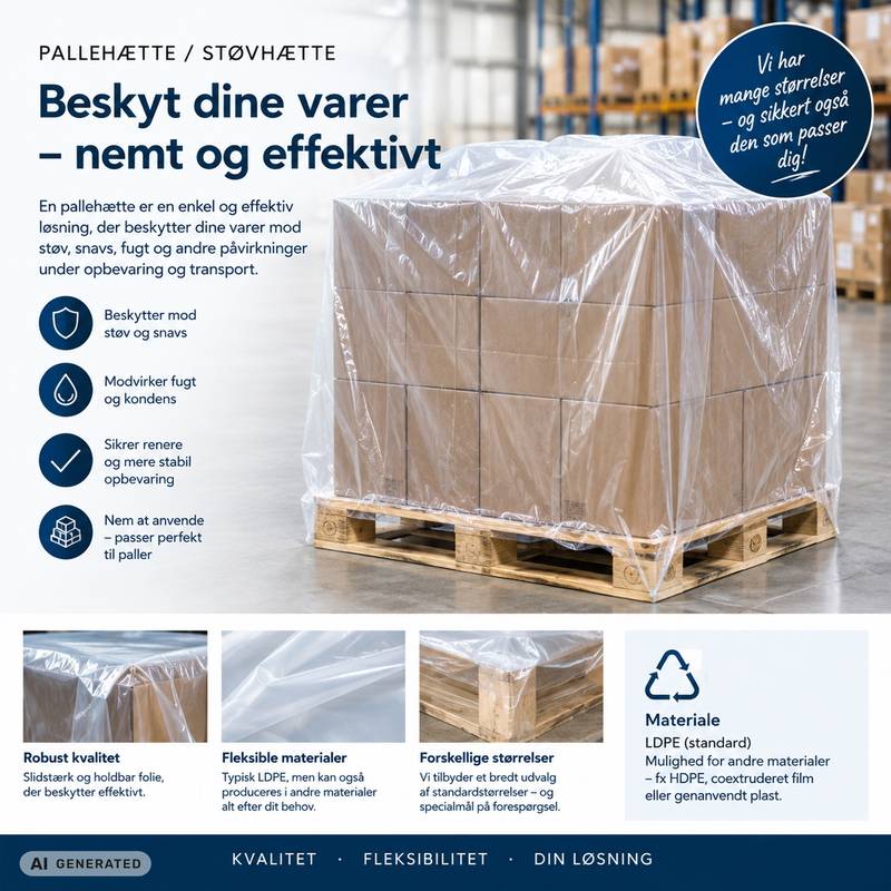 Plastikh&aelig;tte LDPE til 1/1-palle 45my 1200/900x1500mm klar