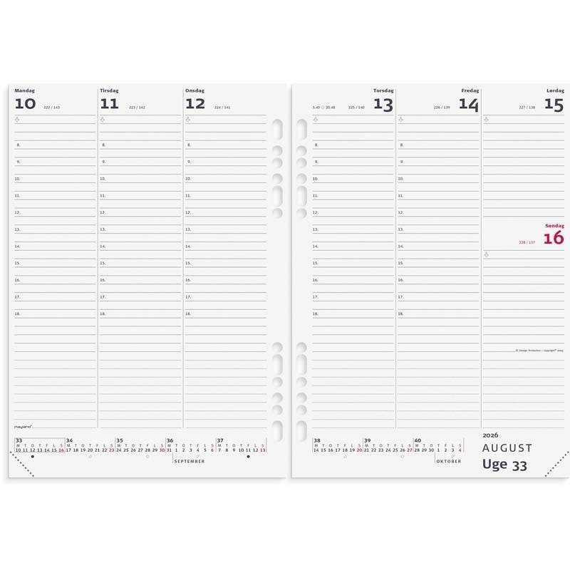 Mayland 2026 System A5 ugekalender højformat REFILL 26295000