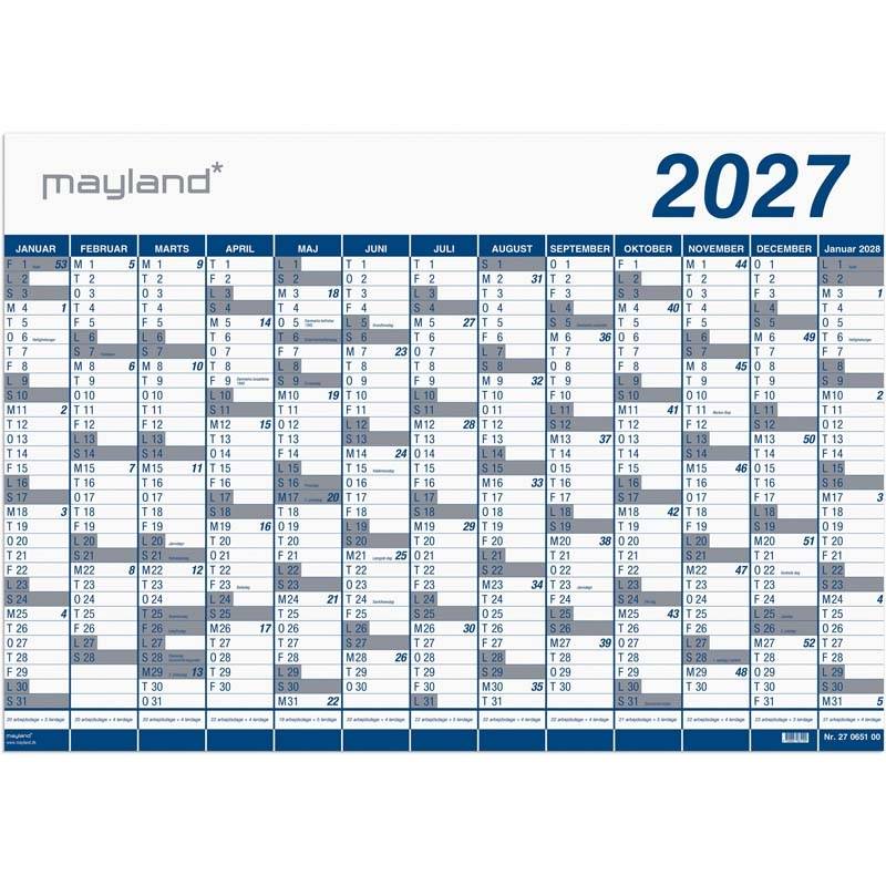 Mayland 2027 Kæmpekalender 1x13 måneder PP-plast 27065000