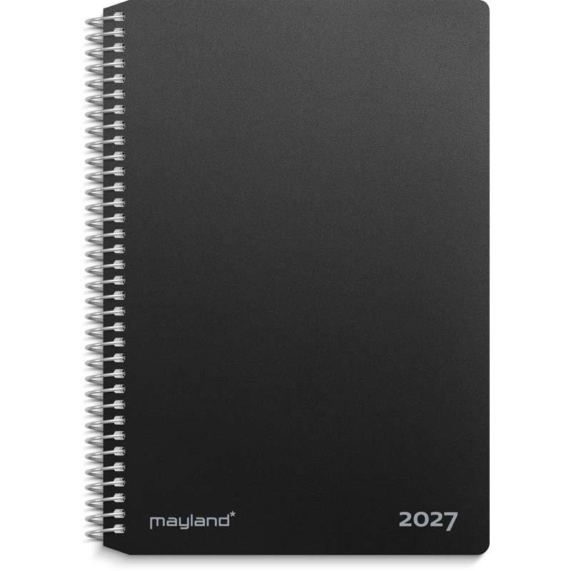 Mayland 2027 spiralkalender med 2 dage pr side sort 27205000