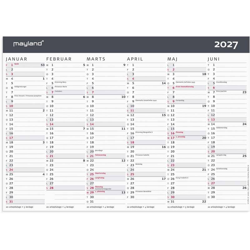 Mayland 2027 v&aelig;gkalender Moderne A4 27059050