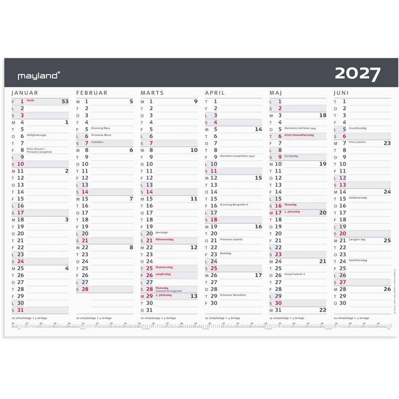 Mayland 2027 v&aelig;gkalender Moderne A3 27063100