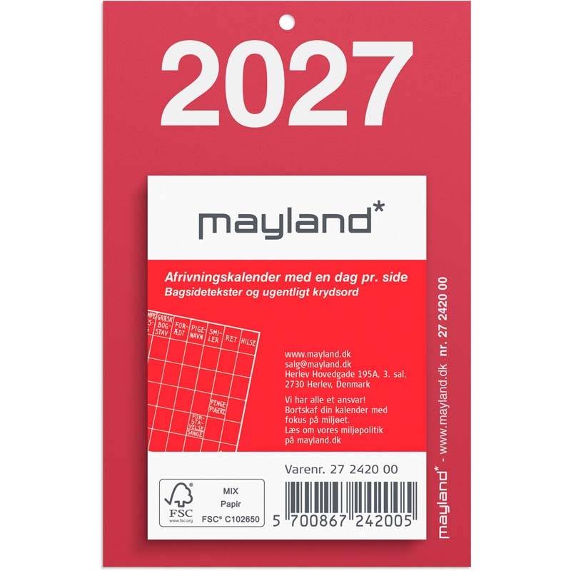 Mayland 2027 afrivingskalender 4,9x6,4cm r&oslash;d 27242000