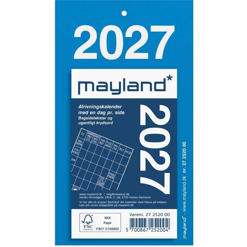 Mayland 2027 afrivningskalender 6,1x9,8cm bl&aring; 27252000