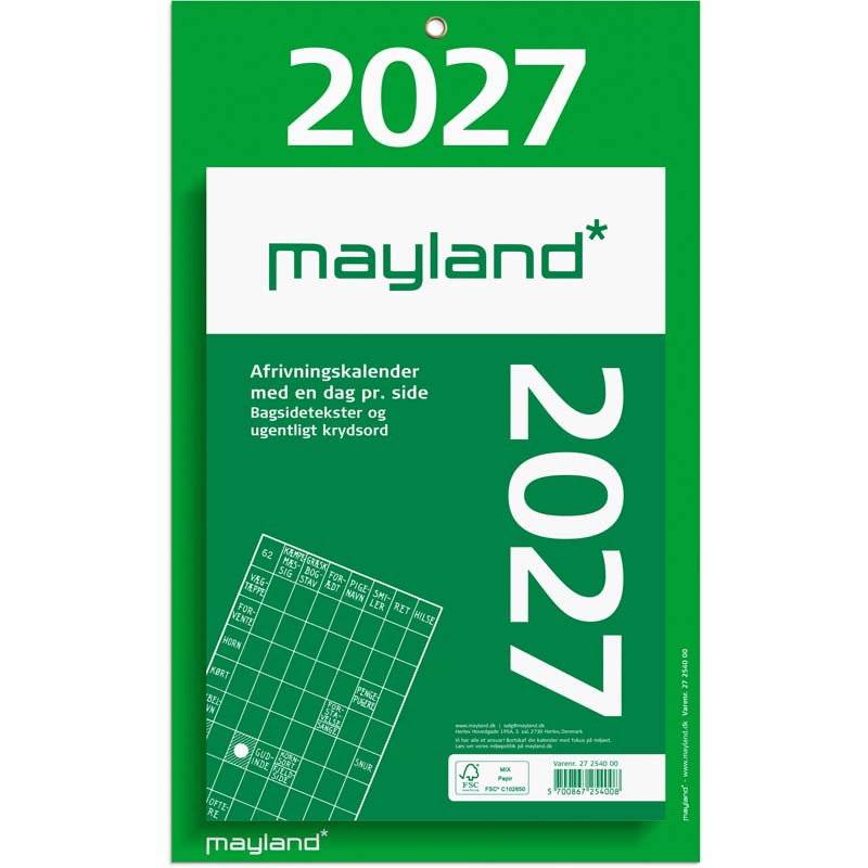 Mayland 2027 afrivningskalender 16,5x23,5cm 27254000