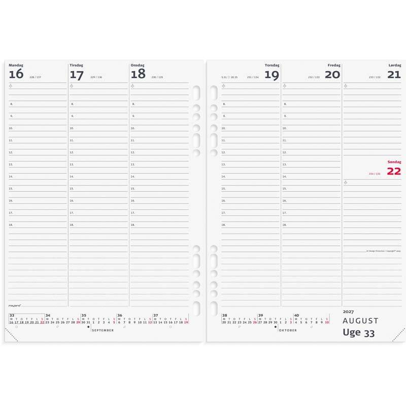 Mayland 2027 System ugekalender A5 h&oslash;jformat REFILL 27295000