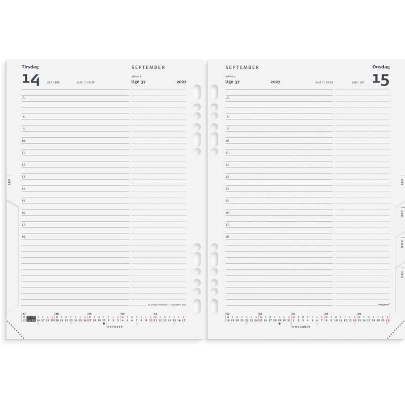 Mayland 2027 System dagkalender A5 tv&aelig;rformat REFILL 27305000