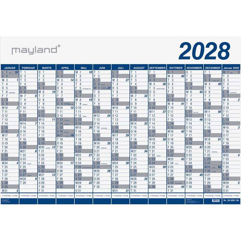 Mayland 2028 k&aelig;mpekalender 1x13 m&aring;neder 28065000
