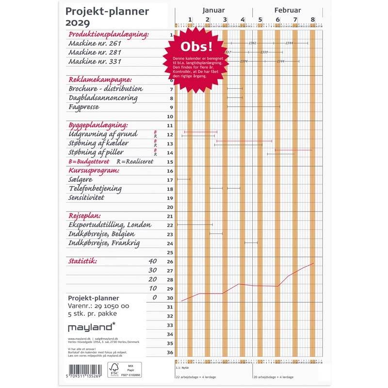 Mayland 2029 Projekt Planner &aring;rskalender brun 29105000