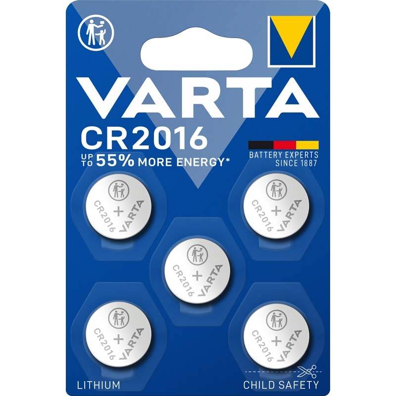 Varta knapcellebatterier CR2016, pakke a 5 stk