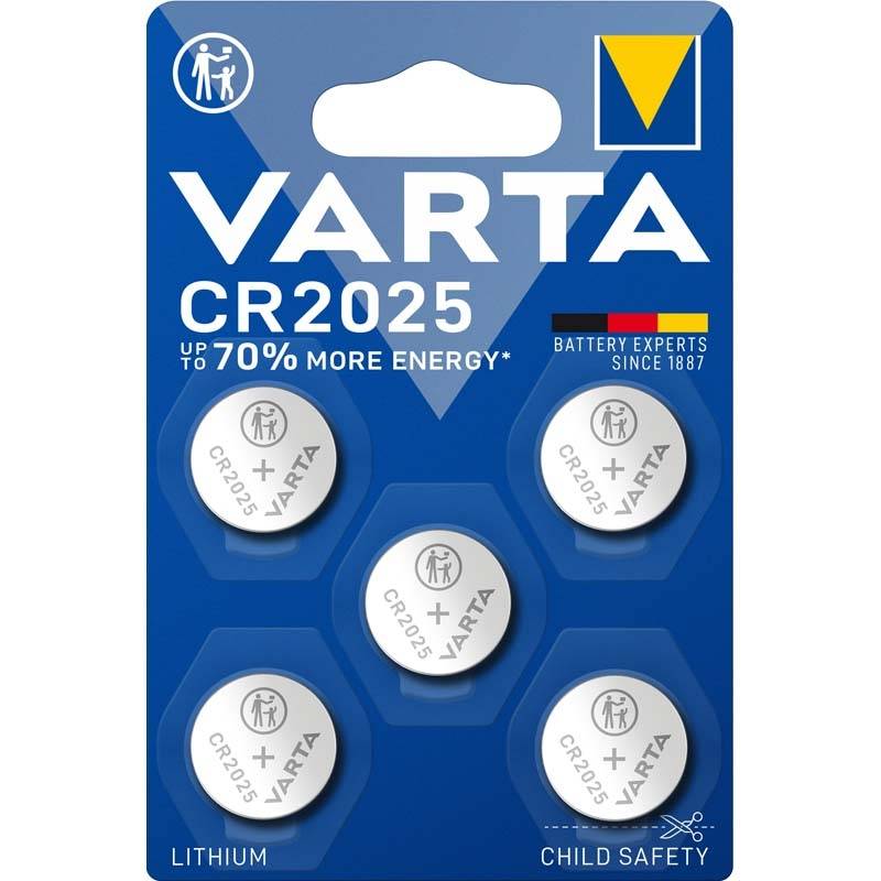 Varta knapcellebatteri CR2025, pakke a 5 stk