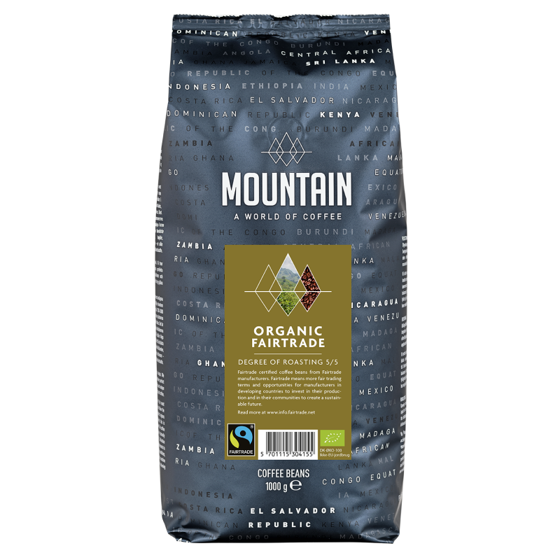 Mountain Økologisk Fairtrade darkroast KRAV helbønner 1000g