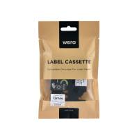 Wera labeltape AZe-231 kompatibelt 12mmx8m sort p&aring; hvid