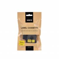 Wera labeltape A45018 kompatibelt 12mmx7m  sort p&aring; gul