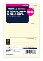 Filofax 2026 kalender refill Pocket med en uge pr opslag vandret