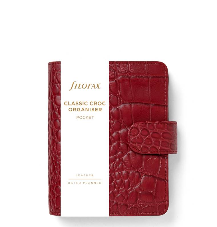 Filfax Classic Croc systemkalender Pocket r&oslash;d