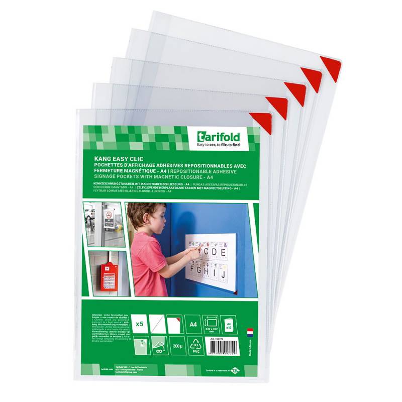 Easy A4 selvh&aelig;ftende lomme med magnetlukning hvid