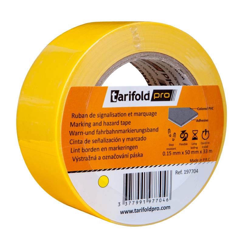 Tarifold markeringstape 50mm x 33 meter gul