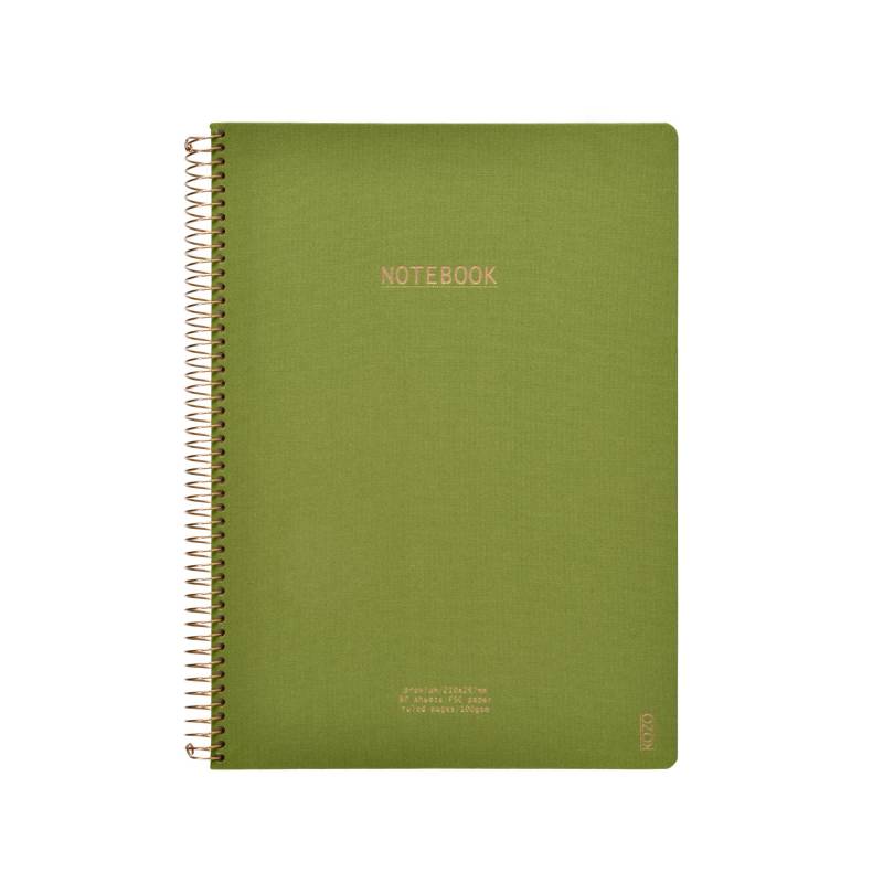 KOZO notesbog med linier A4 Premium lys gr&oslash;n