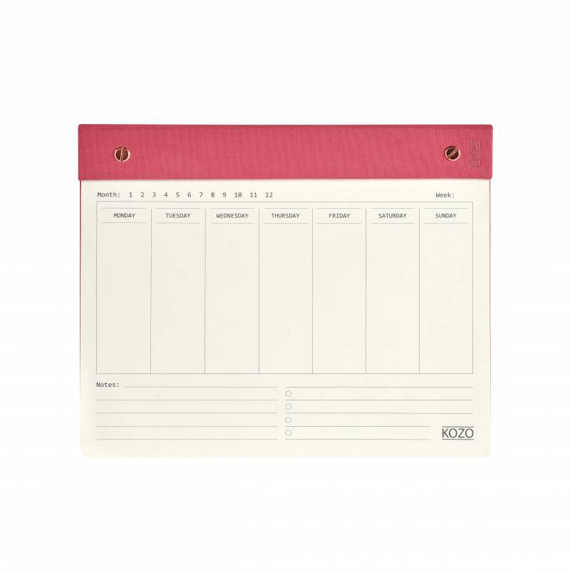 KOZO ugeplanner til skrivebordet 25x20cm lyser&oslash;d