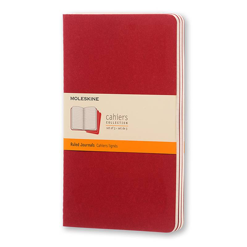 Cahier Journal Linjeret Large Rød 3-Pak
