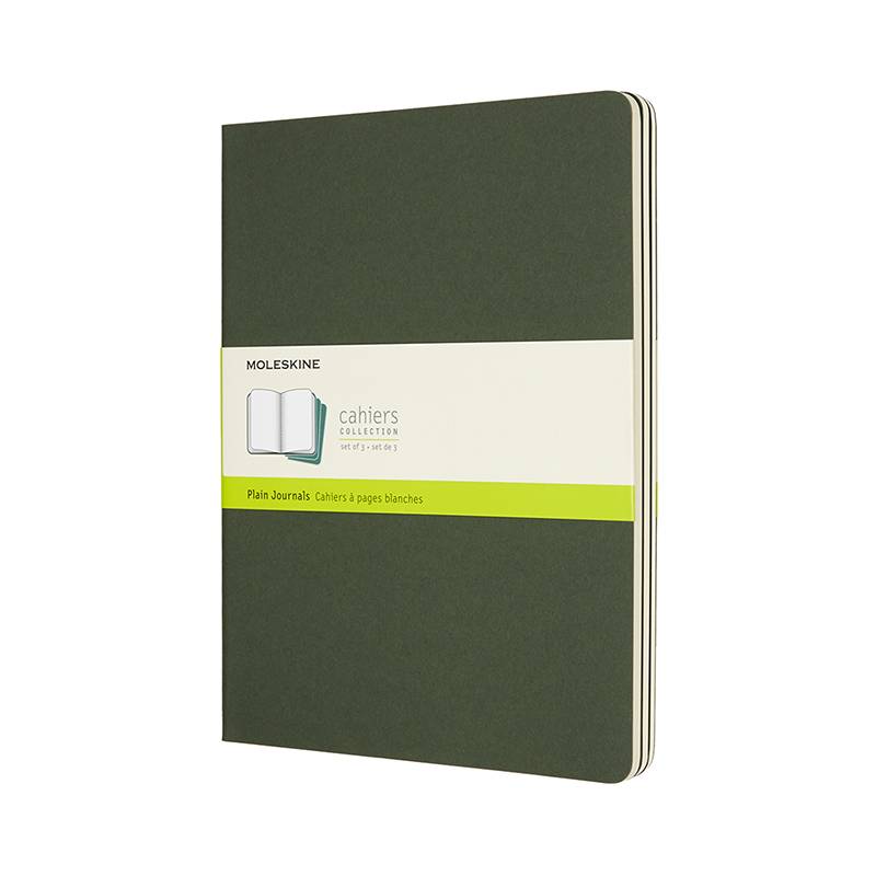 Moleskine notesbog Cahier Journal ulinieret XL 19x25cm grøn