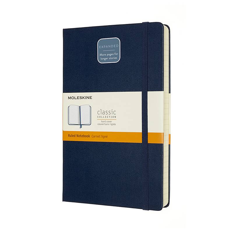 Moleskine Classic Hard notesbog Expanded linieret Large 13x21cm blå