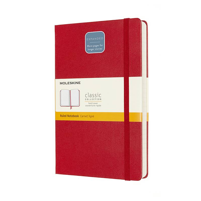 Moleskine Classic Hard notesbog Expanded linieret Large 13x21cm rød