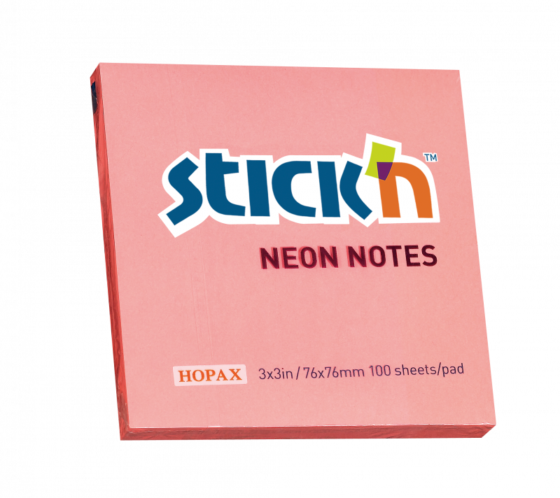 Stick'N notes selvklæbende 76x76mm neon rosa