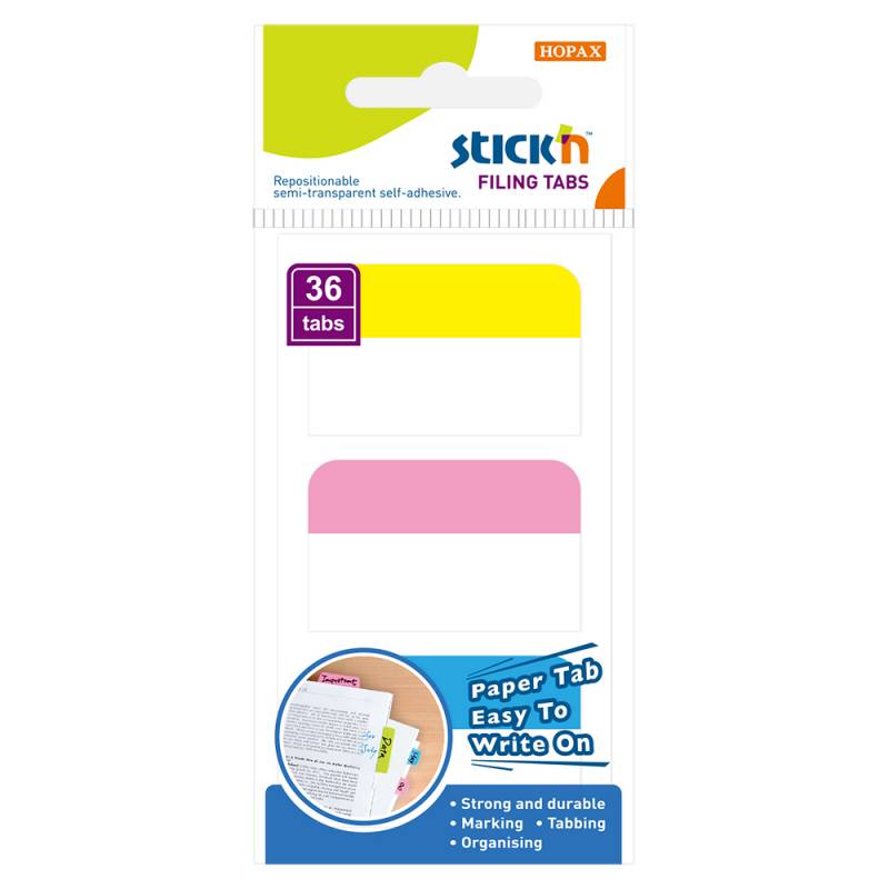 Stick'N indexfaner i pap 28x45mm i flere farver, 3x12 stk