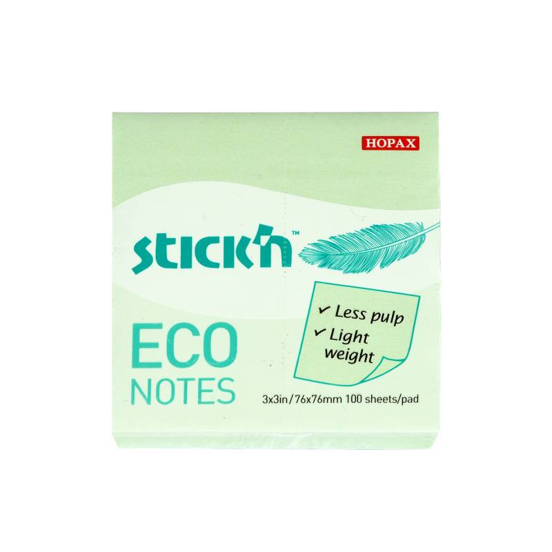 Stick'n notes selvklæbende ECO 76x76mm grøn