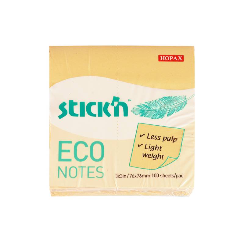 Stick'n notes selvklæbende ECO 76x76mm gul