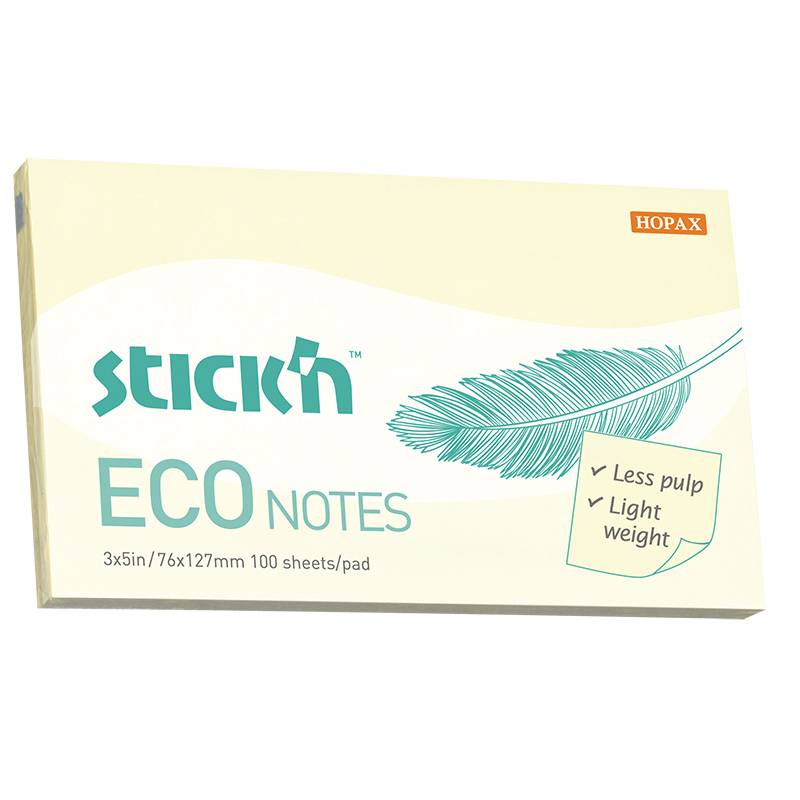 Stick'n notes selvklæbende ECO 76x127mm gul