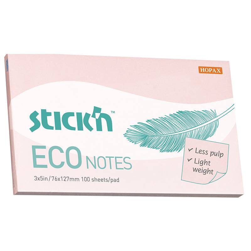 Stick'n notes selvklæbende ECO 76x127mm rosa